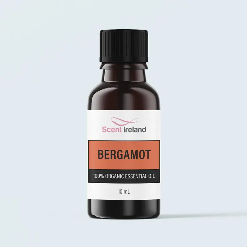 10ml bottle of organic bergamot essential oil with citrus aroma